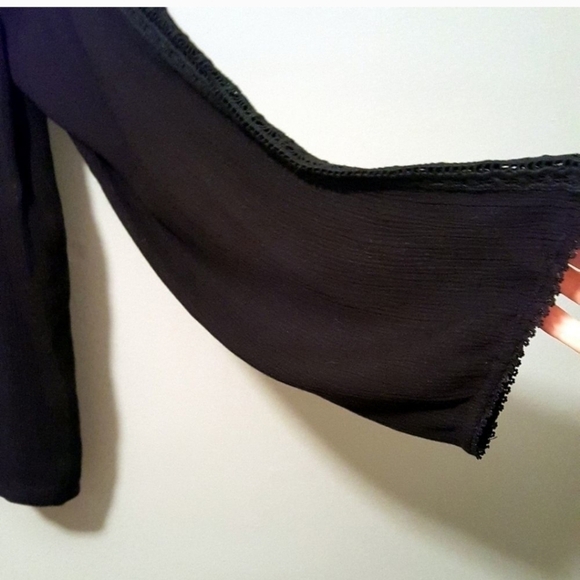 KUT FROM THE KLOTH Black Lace Long Bell Sleeve Top - Picture 7 of 11